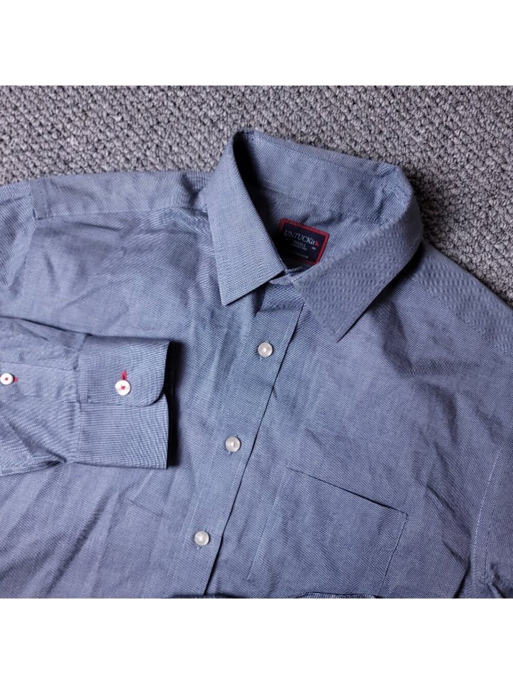 UNTUCKit Pio Cesare Shirt Mens S Small Blue Gray Button Long Sleeve Cotton